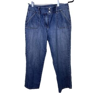 Talbots Women's Denim Double-Button Ankle Stretchy Cotton Dark Wash Size 8